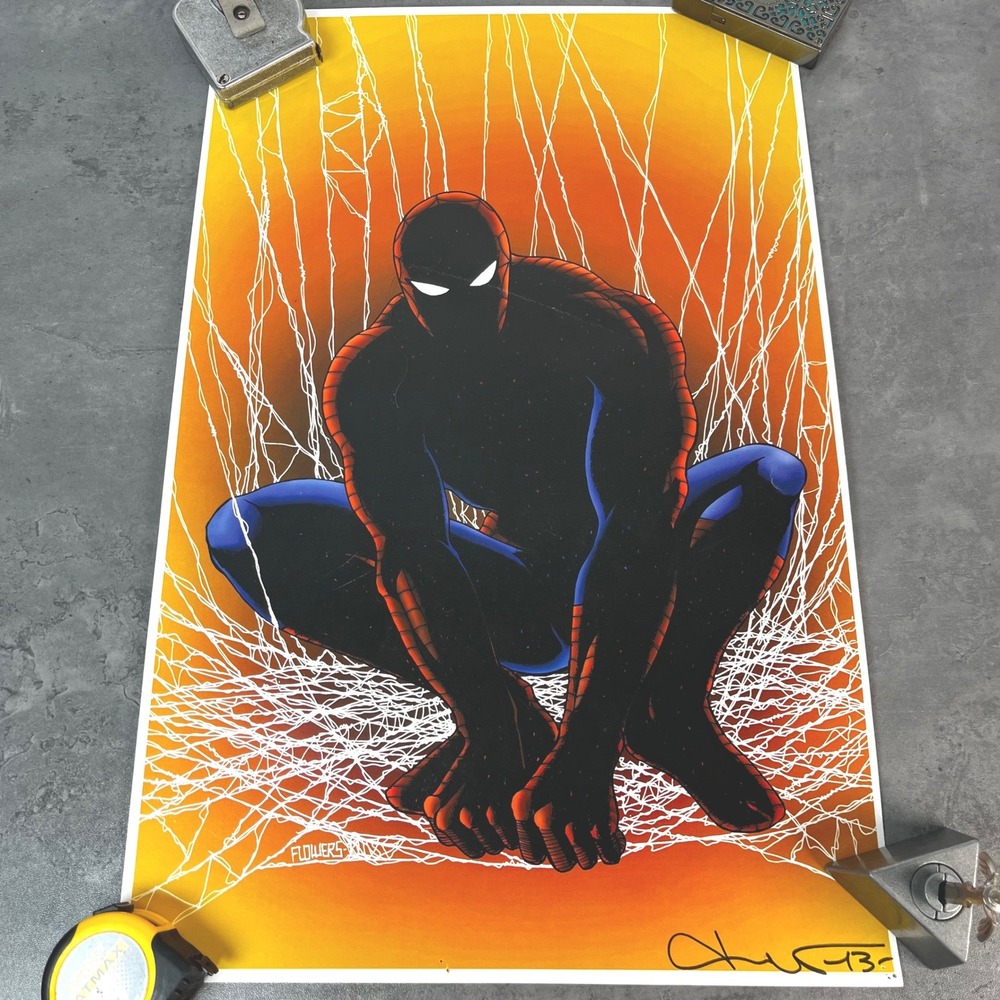 Jason Flowers Spider-Man Art Print Signed 2013 Marvel Spider-Man Webbing Poster